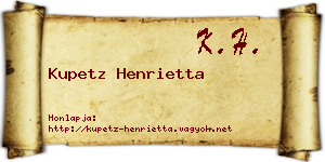 Kupetz Henrietta névjegykártya